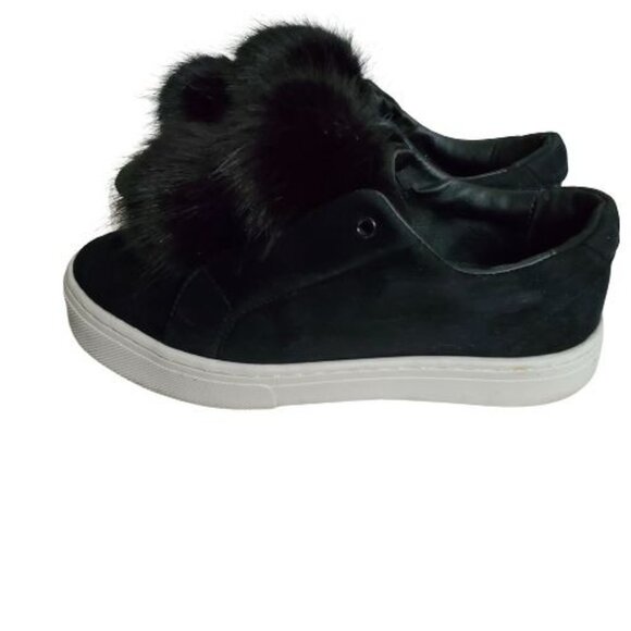 Sam Edelman Women's Black Leya Pom-Pom Faux Fur-Embellished Velvet Sneaker 7.5M - Picture 7 of 16